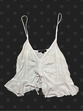 Ambiance White Ruched Cinch Front Cami Tank Top Size Large